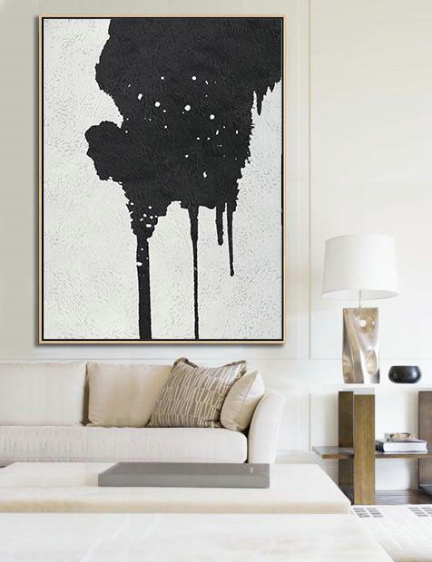 Modern Paintings,Black And White Minimalist Painting On Canvas - Contemporary Wall Art